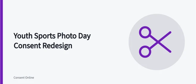 Card summarizing youth sports photo day consent and roster controls. Redesigning a fictional youth sports photo day after a family declines publication case