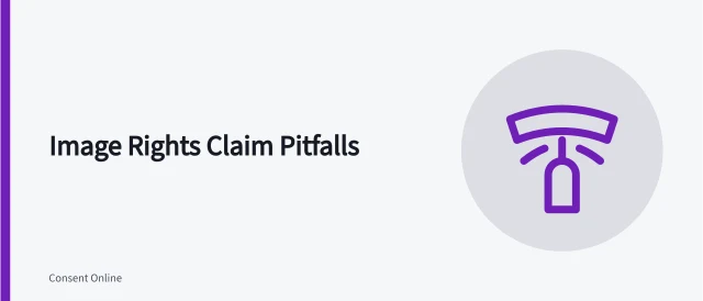 Card summarizing image rights claim pitfalls: wrong claimants, fair use, expired licenses. Image rights claim problems: common pitfalls