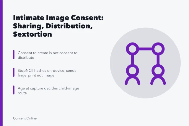 Comparison of intimate image consent, distribution, and sextortion situations. Intimate image situations compared: consensual sharing, nonconsensual distribution and sextortion