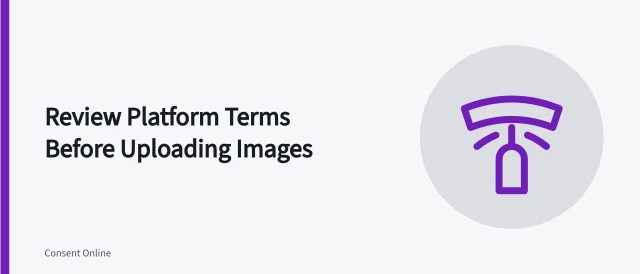 Checklist for reviewing platform terms before uploading another person's image. How to review platform terms before uploading another person's image
